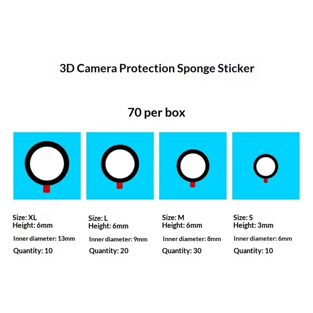 WYLIE 70Pcs 3D Camera Protection Sponge Stickers Phone Camera Repair Protective Rings - 4