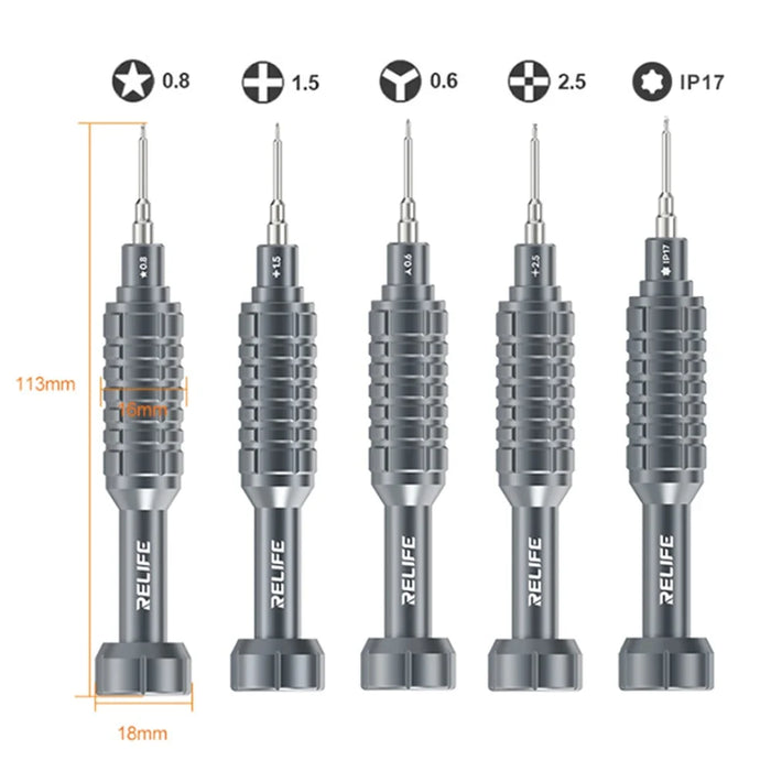 RELIFE RL-730A 5 in 1 Steel Cannon King Classic Series Aluminum Alloy Screwdriver Set with Magnetic Tip - 4