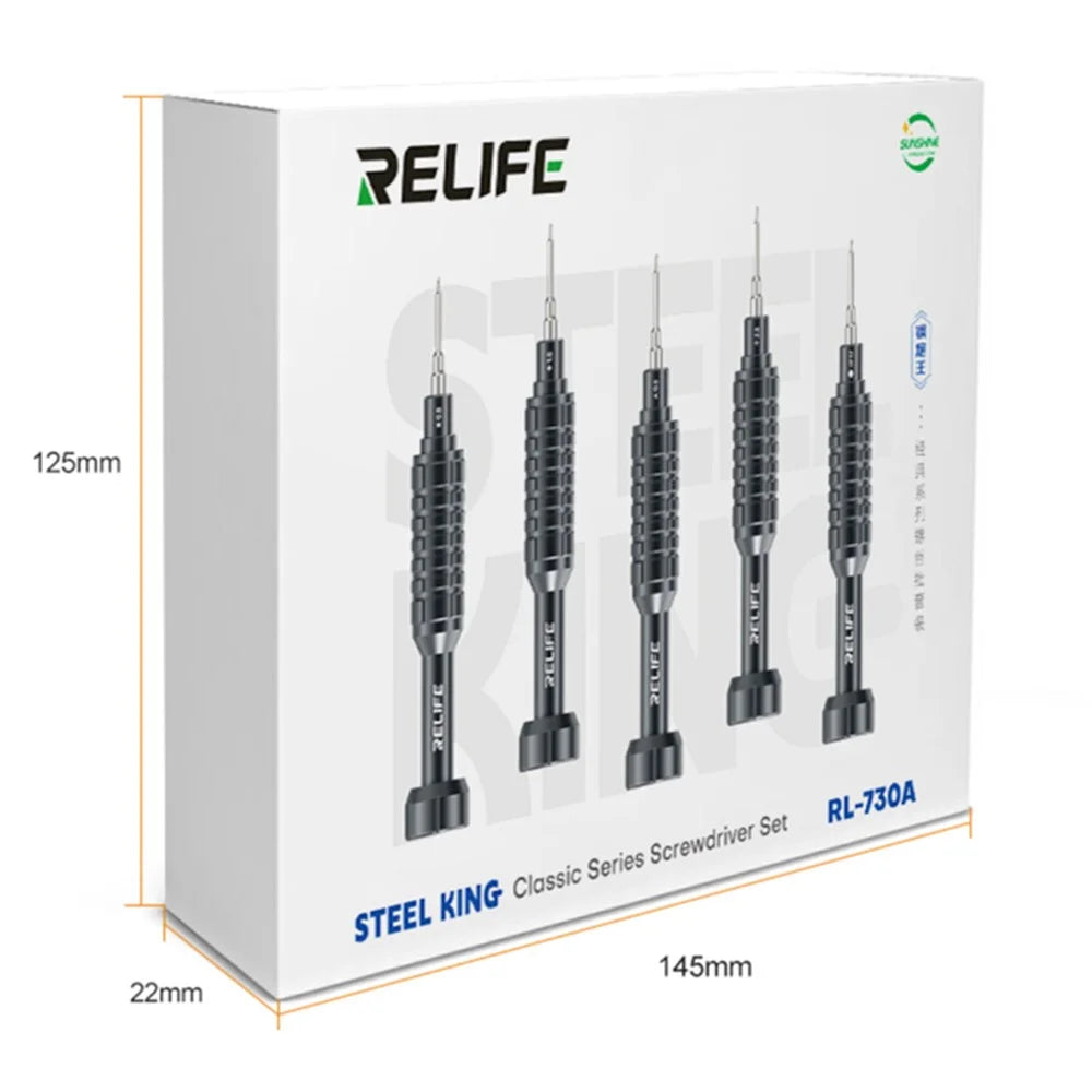 RELIFE RL-730A 5 in 1 Steel Cannon King Classic Series Aluminum Alloy Screwdriver Set with Magnetic Tip - 5