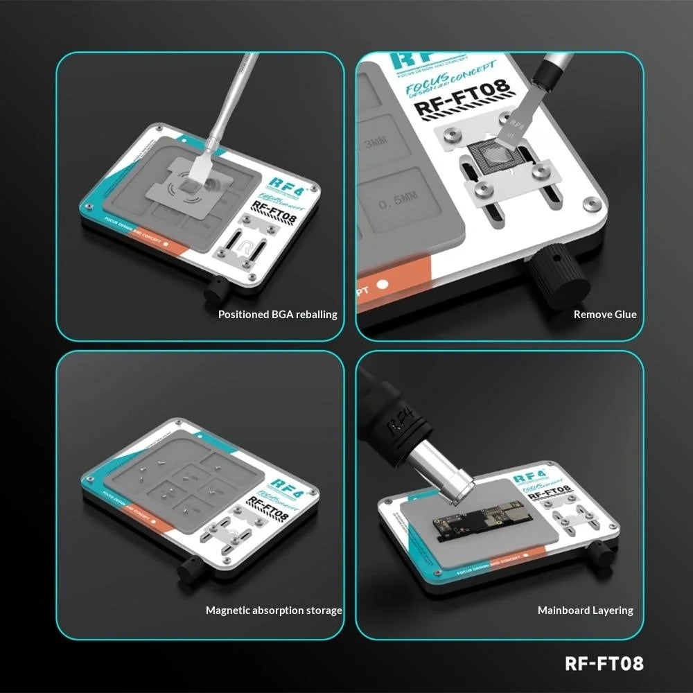 RF4 RF-FTO8 For PCB Repair Clamp Rework Station Mat with Adjustable Fixture for Delamination and Degluing - 3