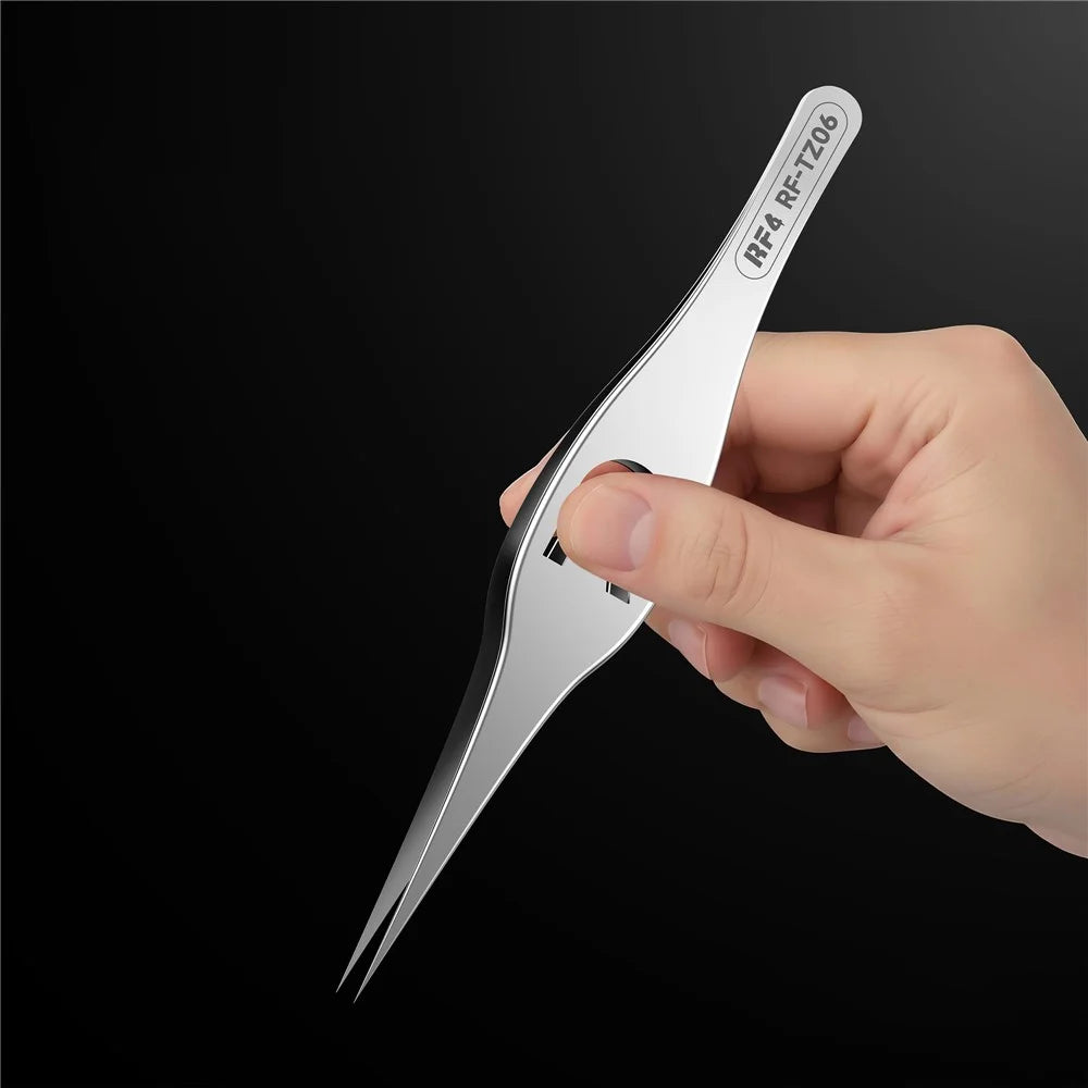 RF4 RF-TZ06 High-Precision Pointed Tweezers Wide-Body Hardened Non-Slip Tweezers with R-Shaped Hollow - 5