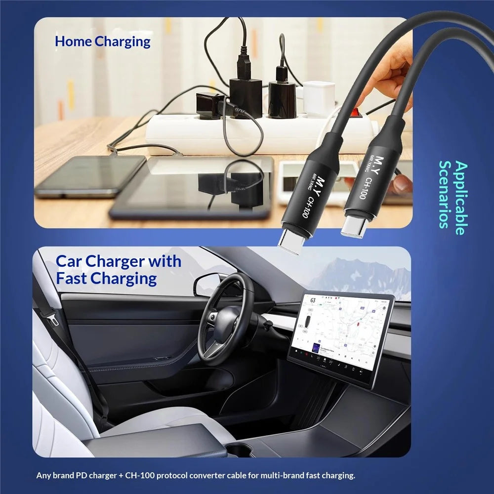 MR.YANG CH-100 USB-C to USB-C Cable 100W Fast Charging Protocol Converter for Home  /  Car Use - 2