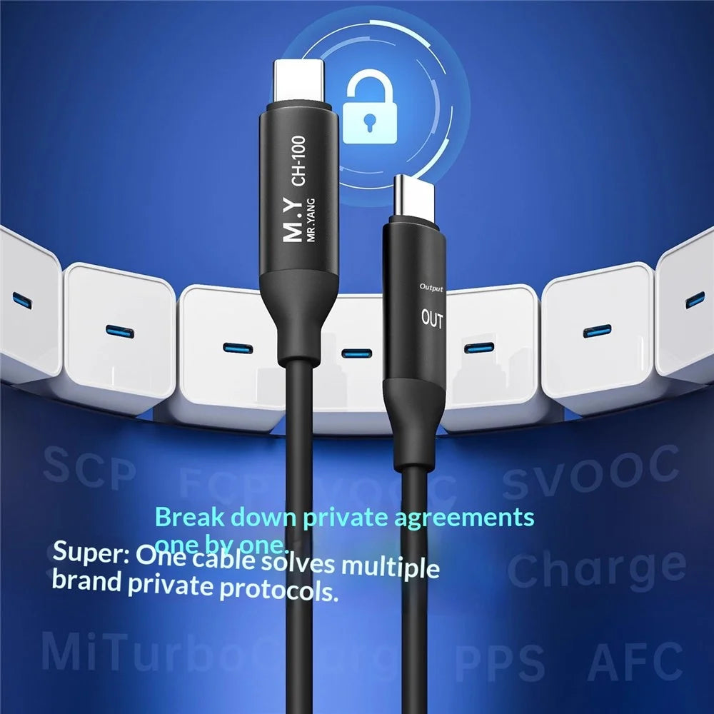 MR.YANG CH-100 USB-C to USB-C Cable 100W Fast Charging Protocol Converter for Home  /  Car Use - 4