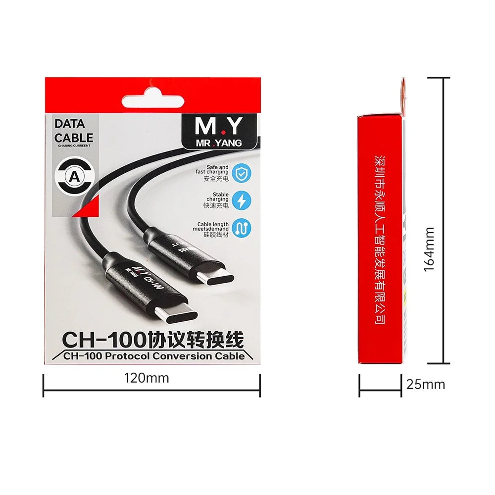 MR.YANG CH-100 USB-C to USB-C Cable 100W Fast Charging Protocol Converter for Home  /  Car Use - 5