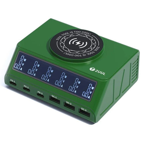 2UUL PC11 110W Multi-Port PD + QC Desktop Charging Station Wireless Pad LCD Display for Phones  /  Tablets  /  Laptops - EU Plug - 1