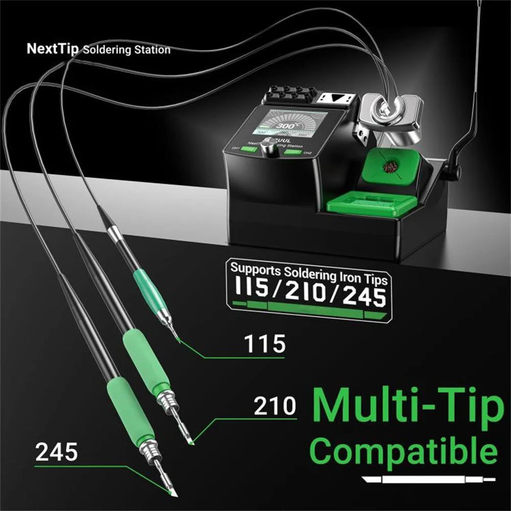 2UUL NT210 NextTip 80W Soldering Station Compatible with C115  /  C210  /  C245 Handles Quick Heating HD Display - EU Plug - 3