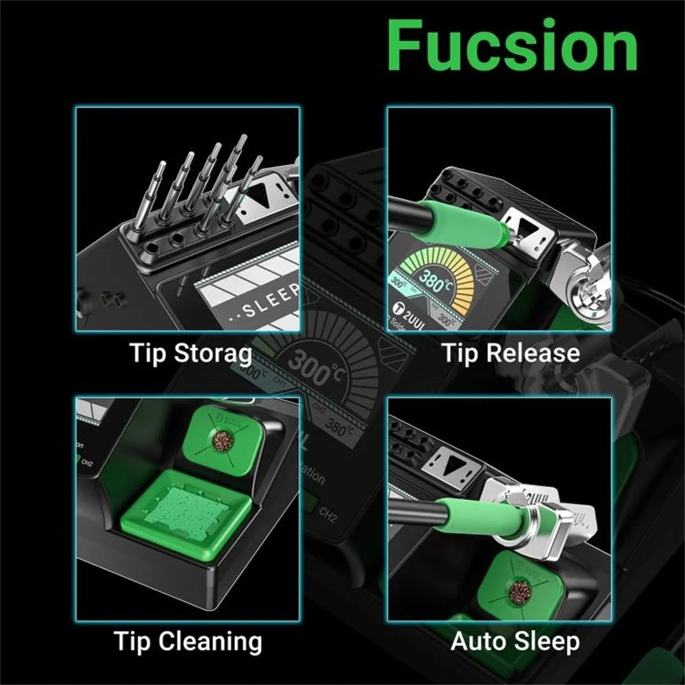 2UUL NT210 NextTip 80W Soldering Station Compatible with C115  /  C210  /  C245 Handles Quick Heating HD Display - EU Plug - 5