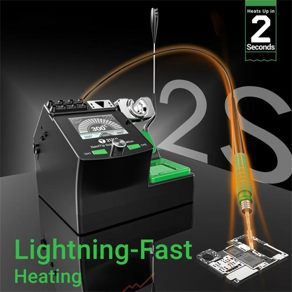 2UUL NT210 NextTip 80W Soldering Station Compatible with C115  /  C210  /  C245 Handles Quick Heating HD Display - EU Plug - 6