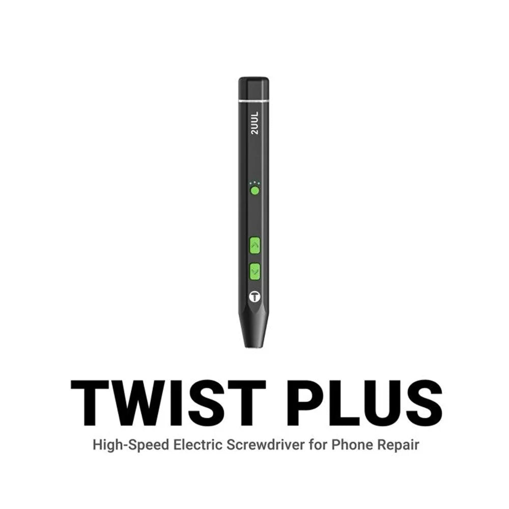 2UUL Twist Plus Electric Screwdriver Set High Speed 400 RPM Torque Protection For Phone Repair with LED Light - Black - 2