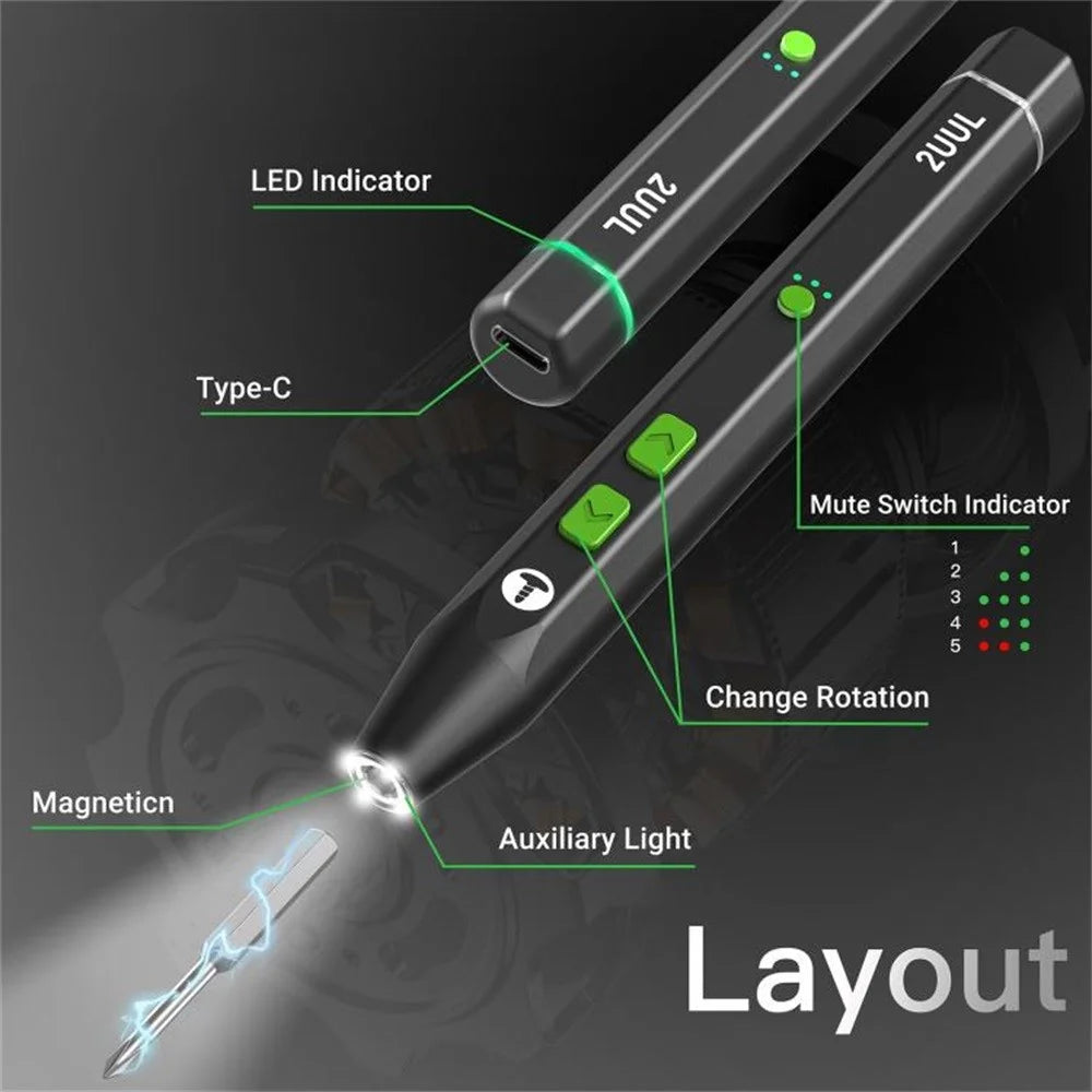 2UUL Twist Plus Electric Screwdriver Set High Speed 400 RPM Torque Protection For Phone Repair with LED Light - Black - 3