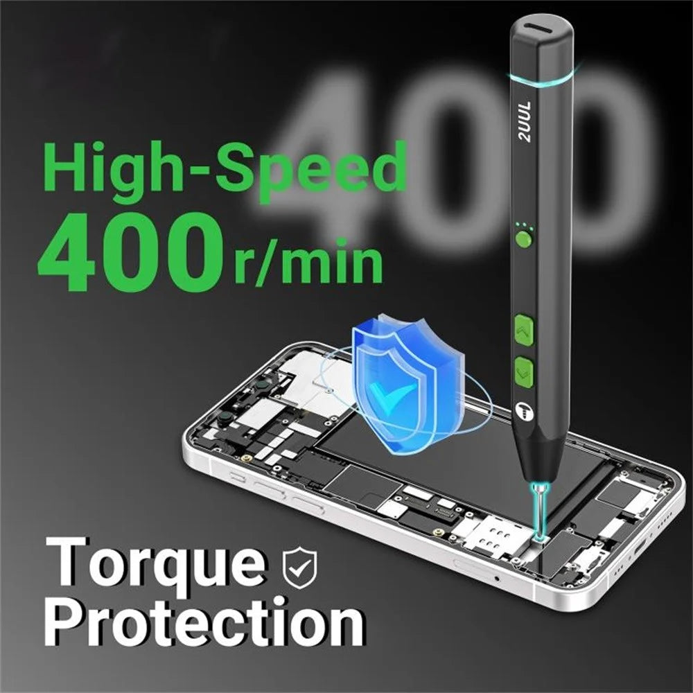 2UUL Twist Plus Electric Screwdriver Set High Speed 400 RPM Torque Protection For Phone Repair with LED Light - Black - 4