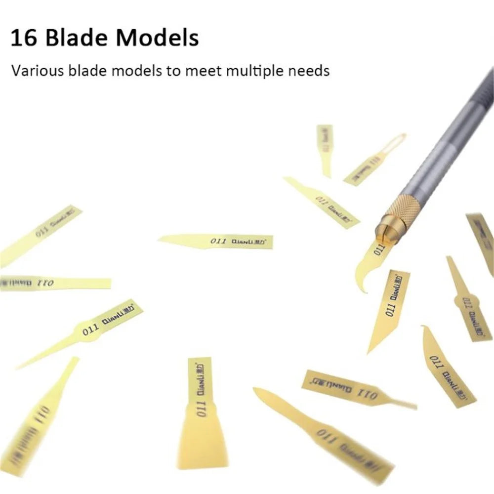 QIANLI 011 16-in-1 Multi-Function Adhesive Removal Tool Set Ultra Thin Blades For Electronics Repair - 5