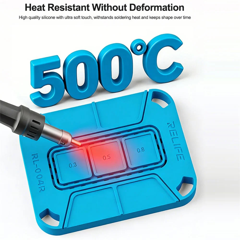 RELIFE RL-004R Curved Magnetic Soldering Pad Soft Heat Resistant For CPU Chips  /  Hard Drive IC Soldering - Blue - 5