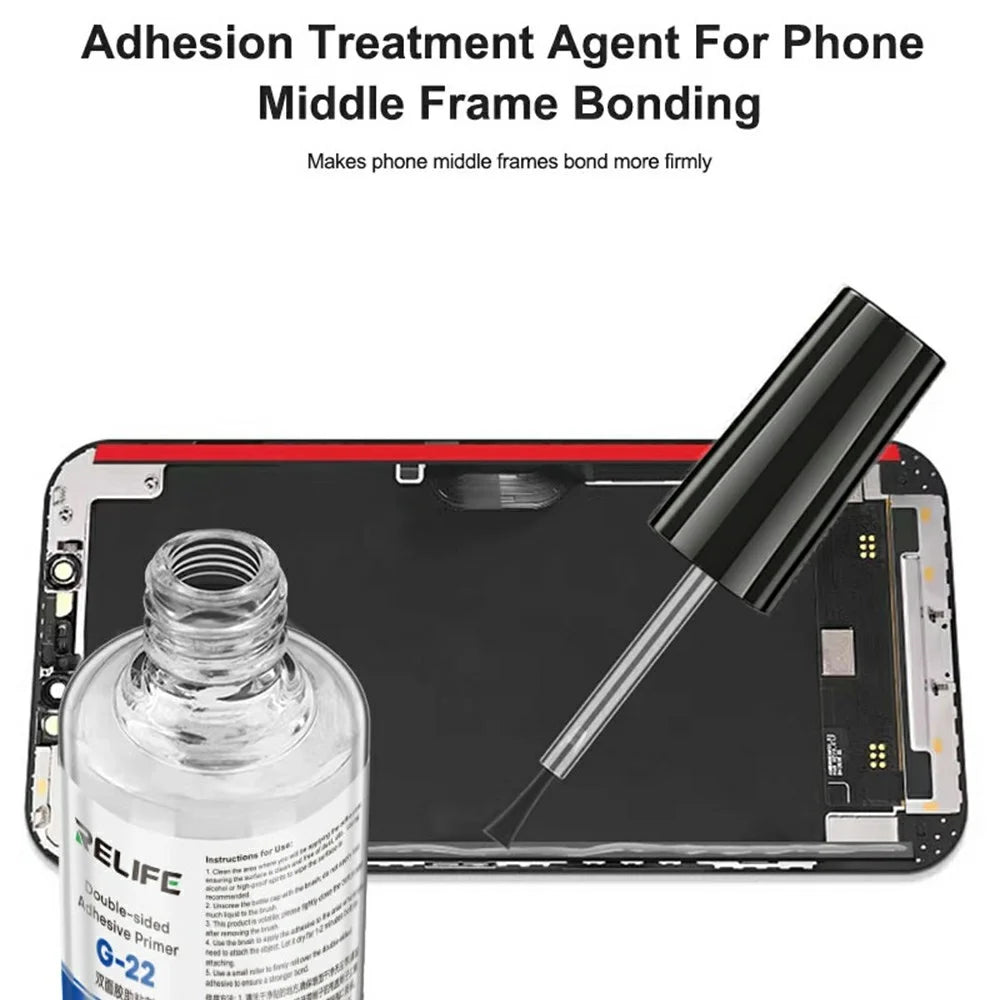 RELIFE G-22 18ml Double Sided Adhesive Primer with Brush For Phone Middle Frame Bonding - Black - 4