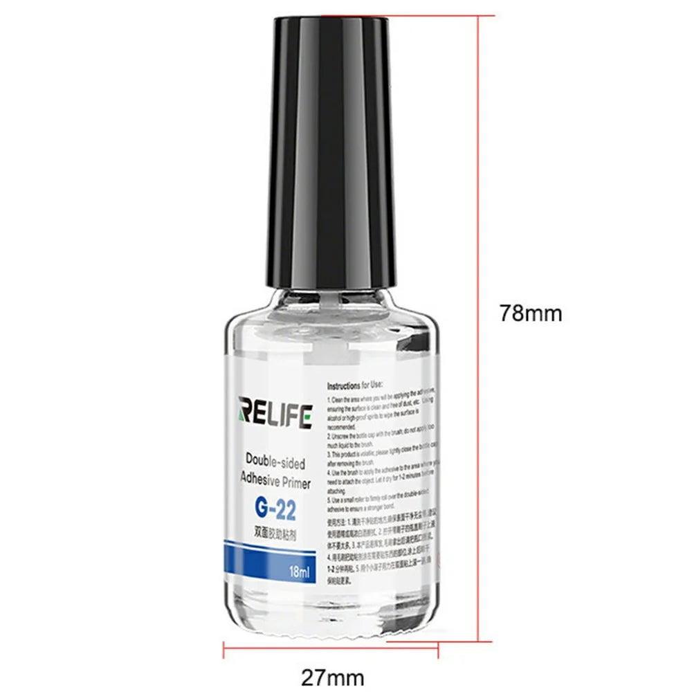 RELIFE G-22 18ml Double Sided Adhesive Primer with Brush For Phone Middle Frame Bonding - Black - 7
