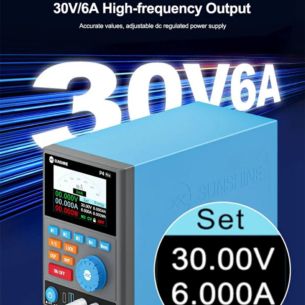 SUNSHINE P4 Pro Digital Controlled DC Power Supply 30V 6A High Frequency Output Four-Level Memory - EU Plug - 3
