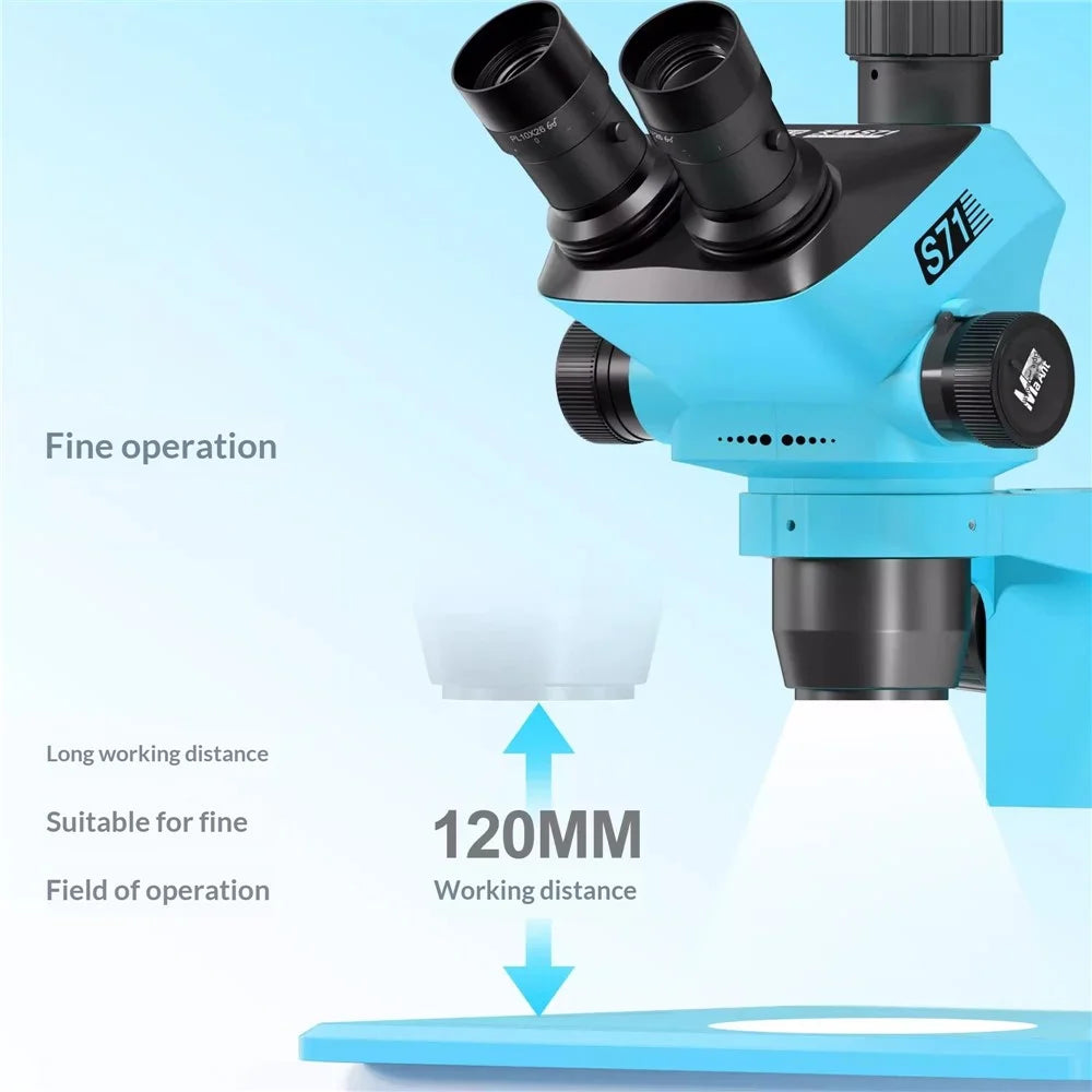 MAANT SkyEye S71 Trinocular Microscope 6.5-52X Continuous Zoom High Definition For PCB Repair  /  Phone Maintenance - Blue - 5