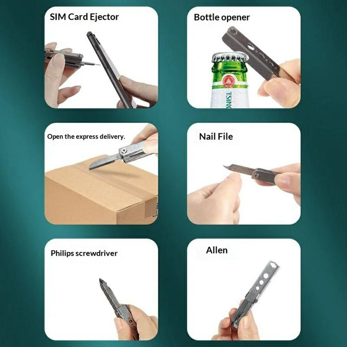 7 in 1 Stainless Steel Multi-Function Tool SIM Card Ejector Screwdriver Bottle Opener Nail File Set - 3