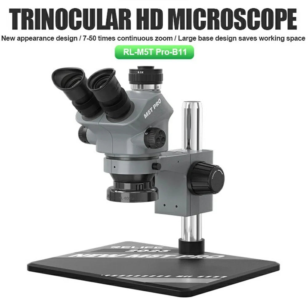 RELIFE RL-M5T Pro-B11 Trinocular HD Microscope 7-50X Zoom for PCB Inspection Repair - 3
