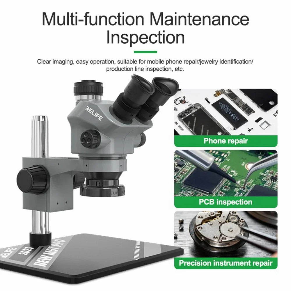 RELIFE RL-M5T Pro-B11 Trinocular HD Microscope 7-50X Zoom for PCB Inspection Repair - 4