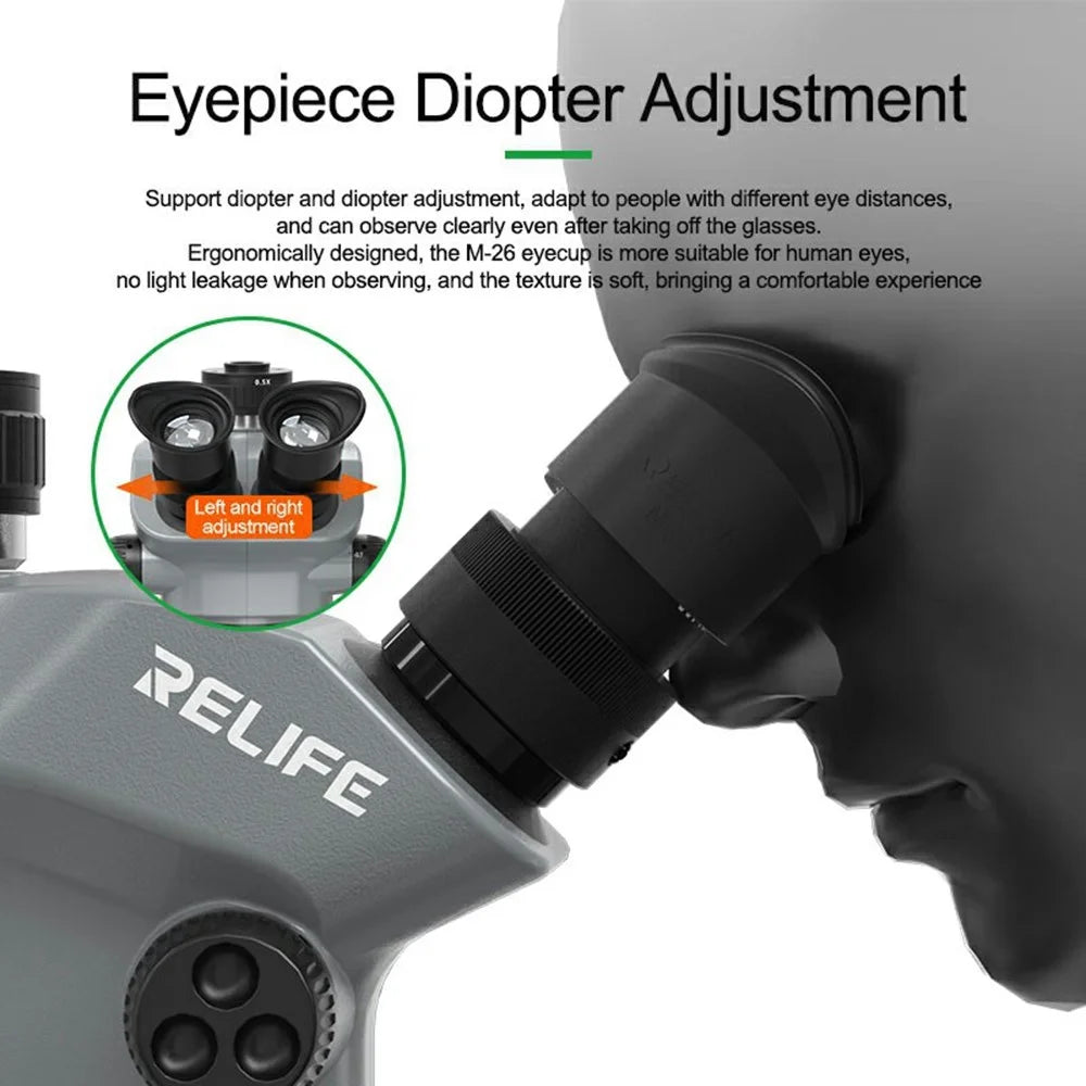 RELIFE RL-M5T Pro-B11 Trinocular HD Microscope 7-50X Zoom for PCB Inspection Repair - 7