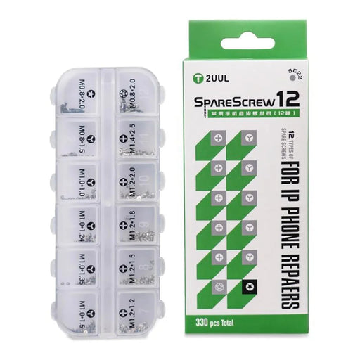 2UUL SC22 SpareScrew12 330Pcs Screw Set 12 Types Phillips Pentalobe Y-Type Screw for iPhone Series - 1