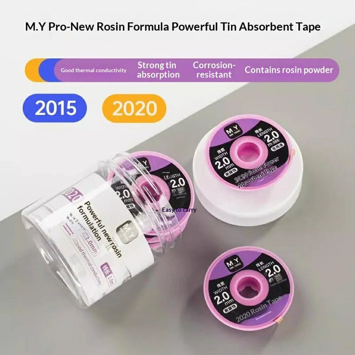 MY 5Pcs  /  Bottle 2MM New Rosin Formula Powerful Tin Absorbent Tape Braided Copper Desoldering Wick - 2M - 2