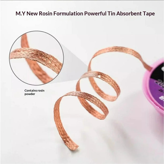 MY 5Pcs  /  Bottle 2MM New Rosin Formula Powerful Tin Absorbent Tape Braided Copper Desoldering Wick - 2M - 3