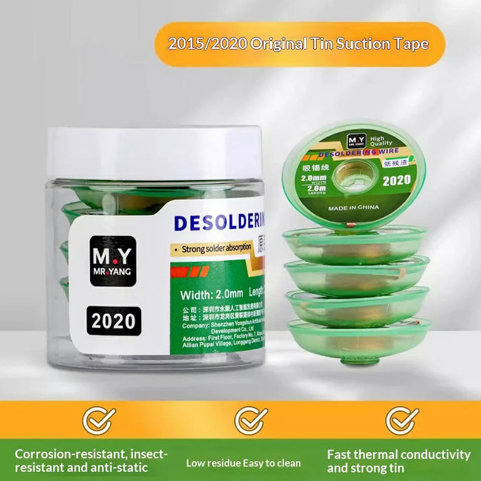 MY 5Pcs  /  Bottle 2MM Desoldering Wire High Purity Copper Braid Low Residue Powerful Tin Absorbent Tape - 2020 2M - 2