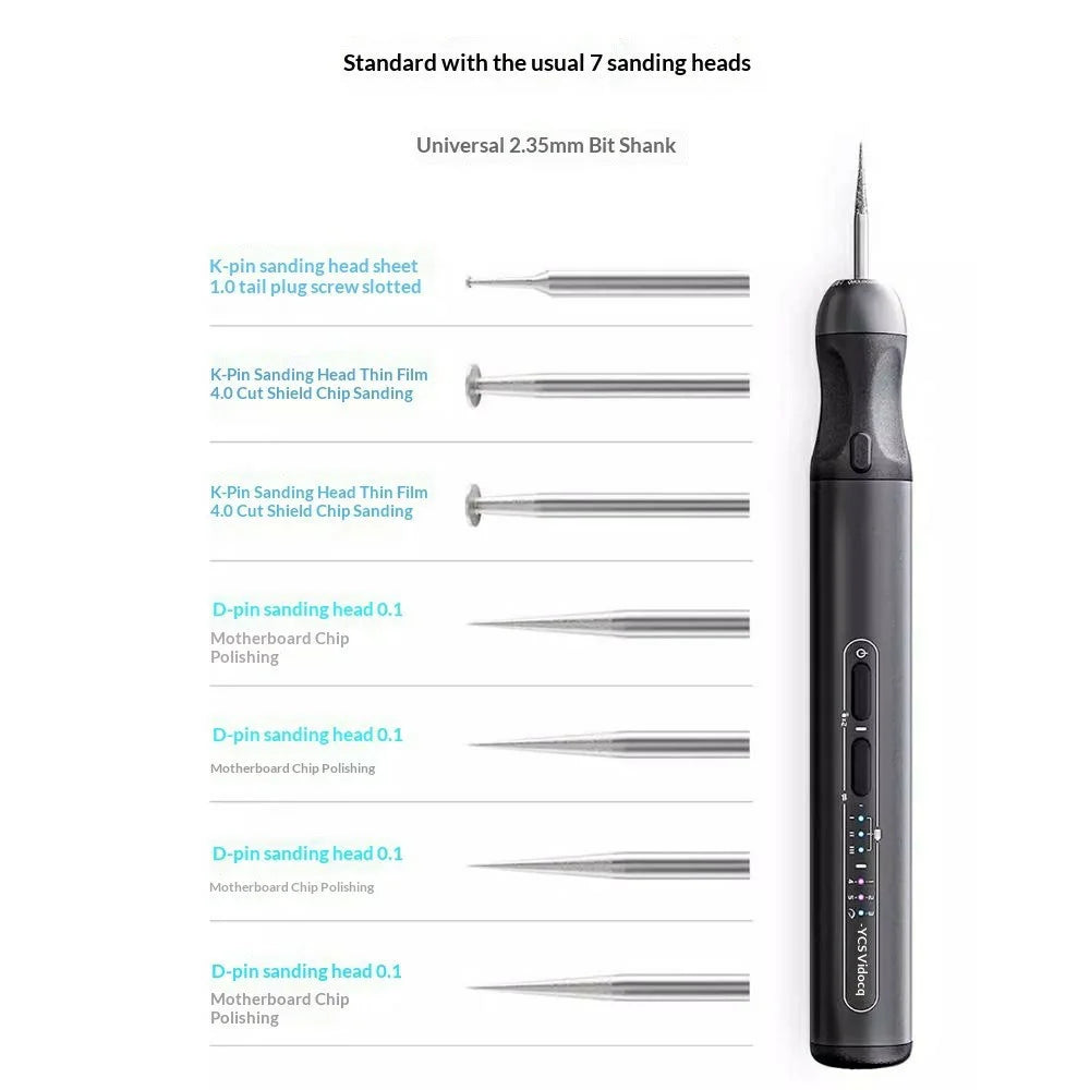 YCS Wireless Electric Sanding Pen with 7Pcs Sanding Heads 280mAh Fast Charging Precision Grinding Tool - Black - 4