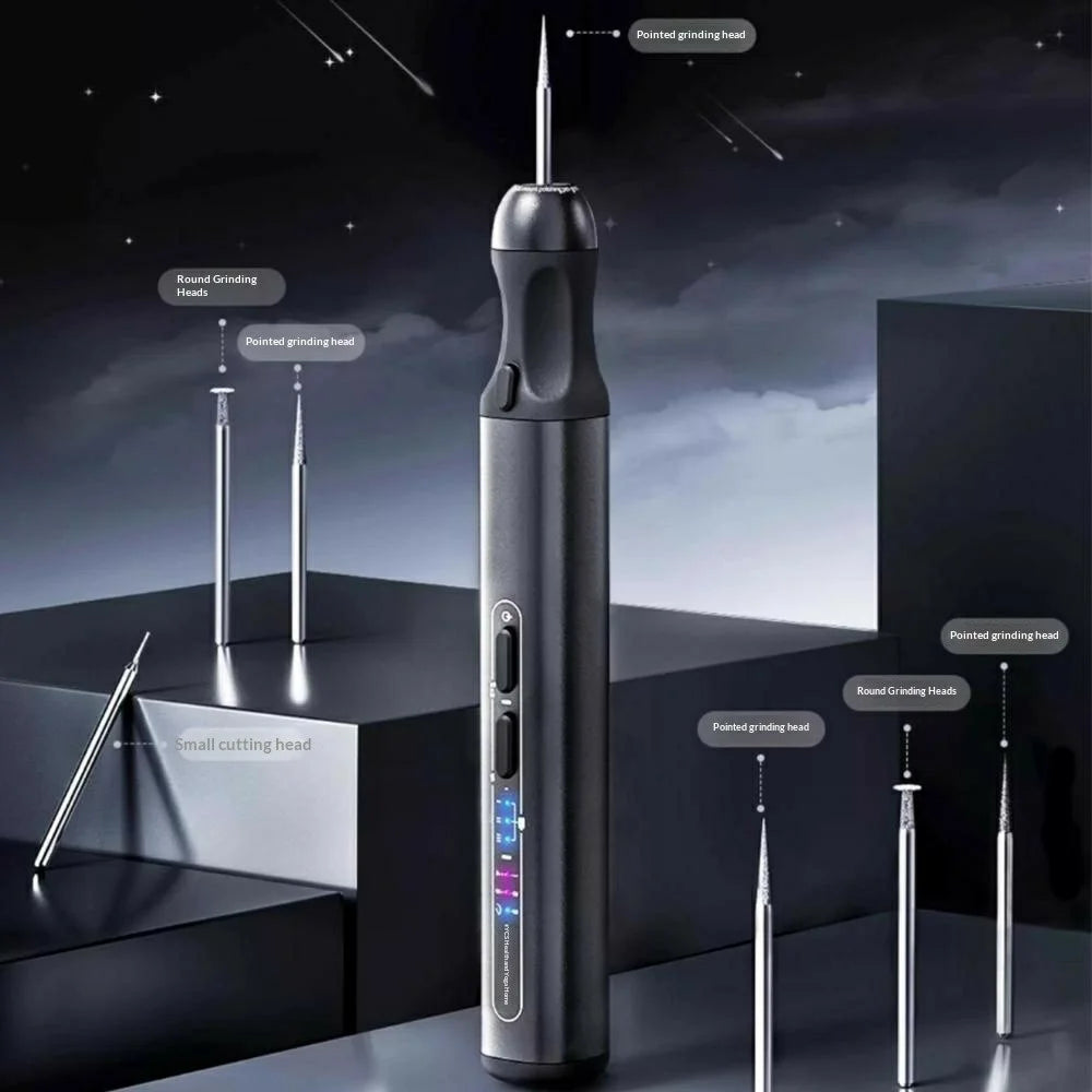 YCS Wireless Electric Sanding Pen with 7Pcs Sanding Heads 280mAh Fast Charging Precision Grinding Tool - Black - 6