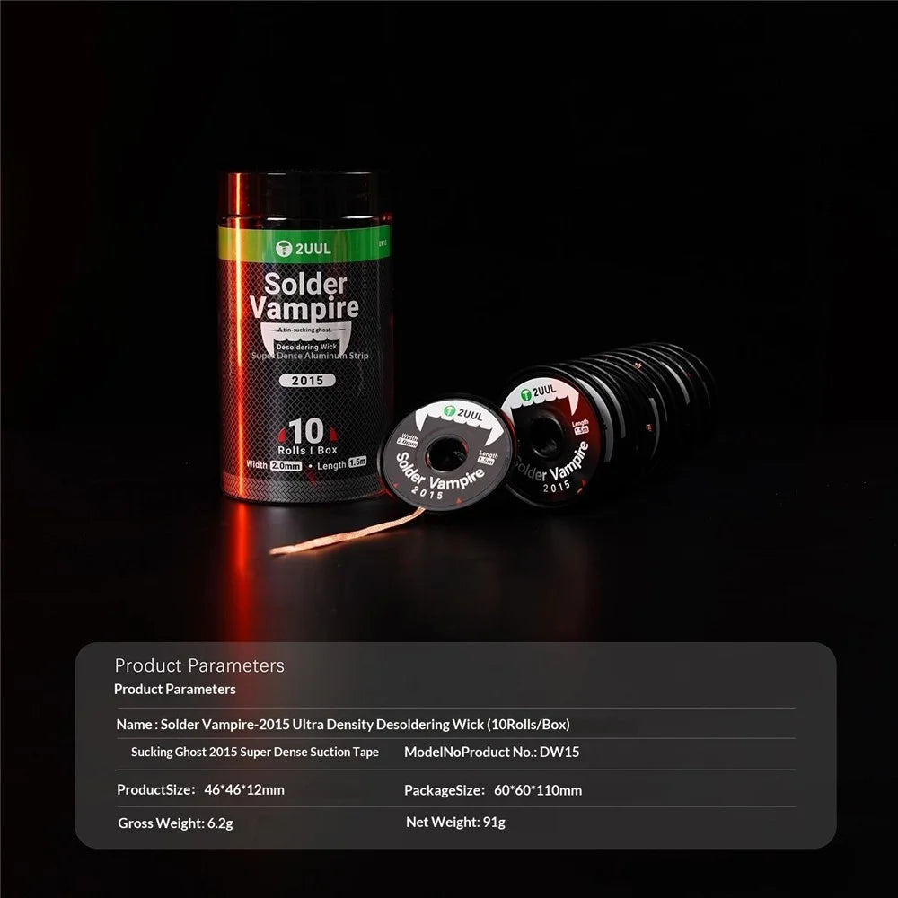 2UUL DW15 10Pcs 1.5m Solder Vampire Desoldering Wick for PCB Motherboard Soldering Repair - 6