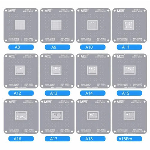 MAANT A8-A18 Pro 12Pcs Chip CPU BGA Reballing Stencil Template Net for iPhone Chip Repair - 1