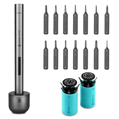 SUNSHINE SD-18E Lithium Electric Precision Screwdriver Kit 14Pcs S2 Alloy Steel Bits 3 LED Lights - Black - 1