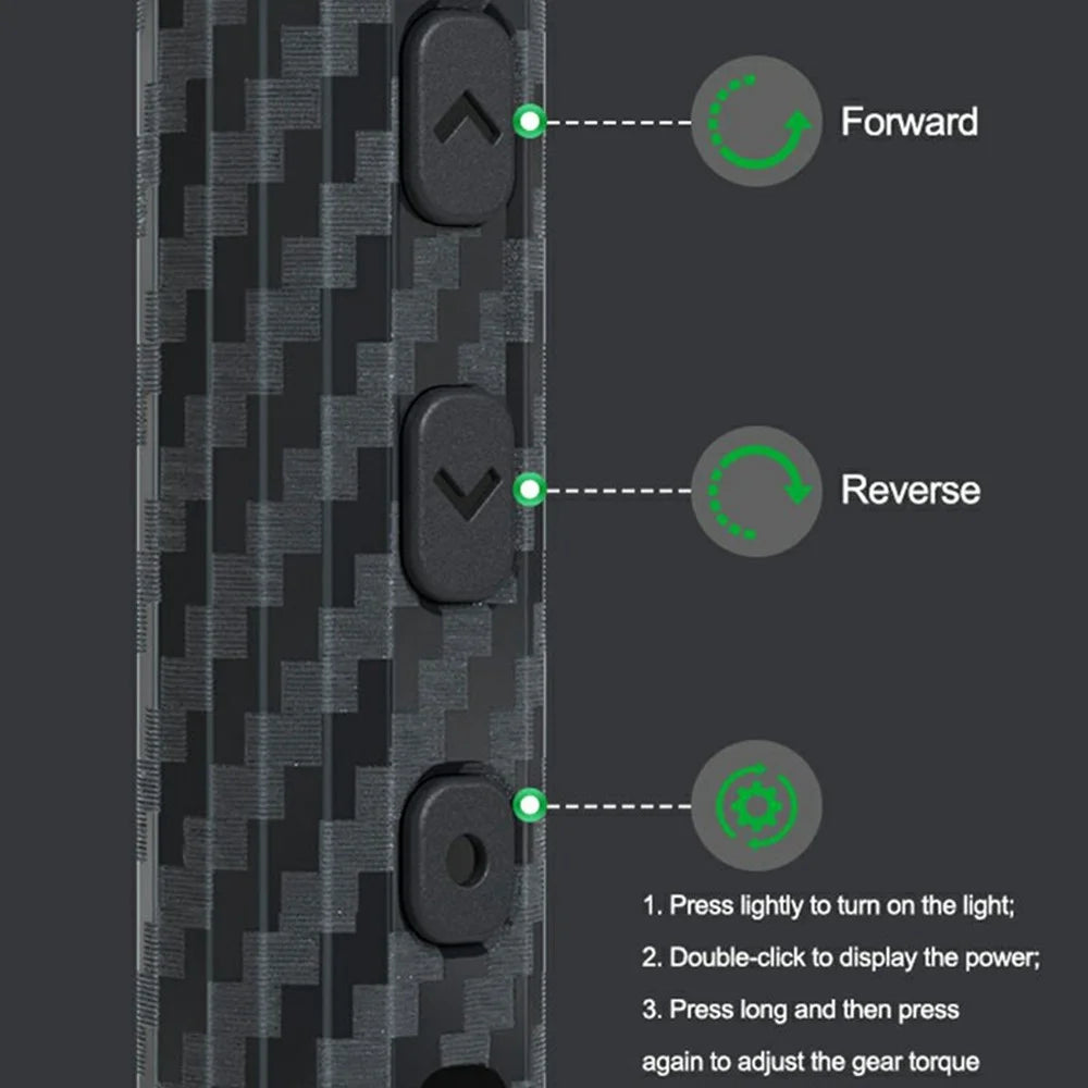 RELIFE E1 Carbon Fiber Electric Screwdriver Set LED Digital Display Screwdriver with 12Pcs S2 Steel Bits - 2