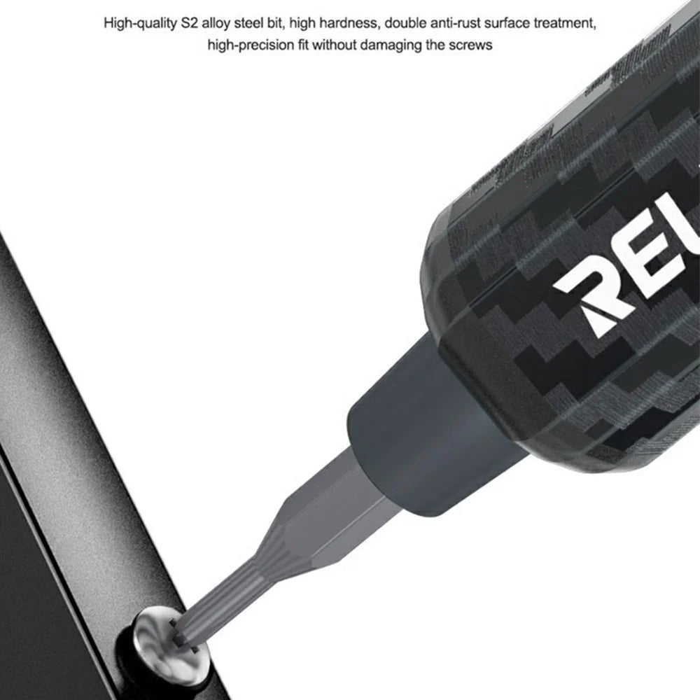 RELIFE E1 Carbon Fiber Electric Screwdriver Set LED Digital Display Screwdriver with 12Pcs S2 Steel Bits - 3