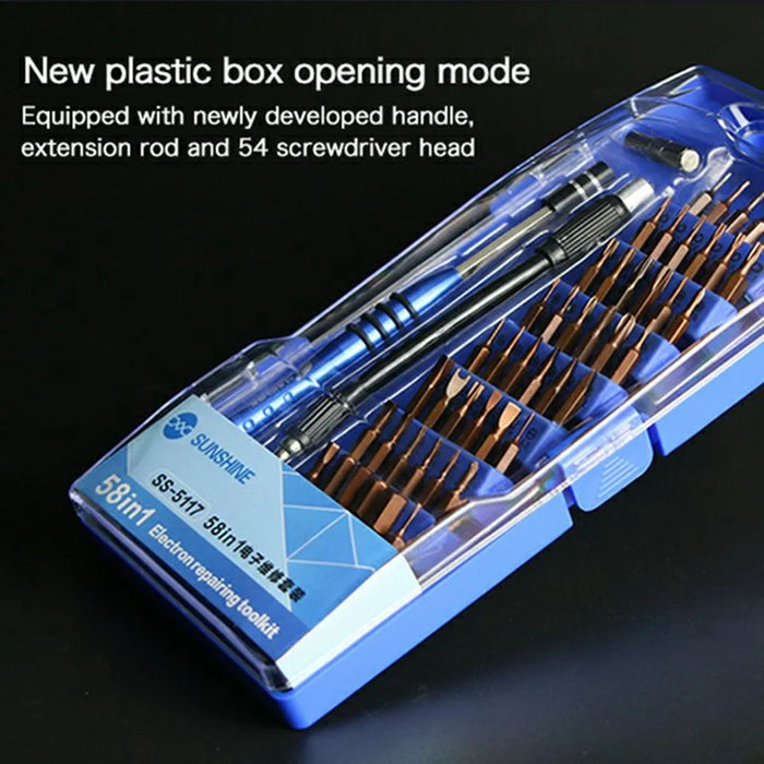 SUNSHINE SS-5117 58 in 1 Precision Screwdriver Set Non-slip Handle Screwdriver Electronics Repair Tool - 3