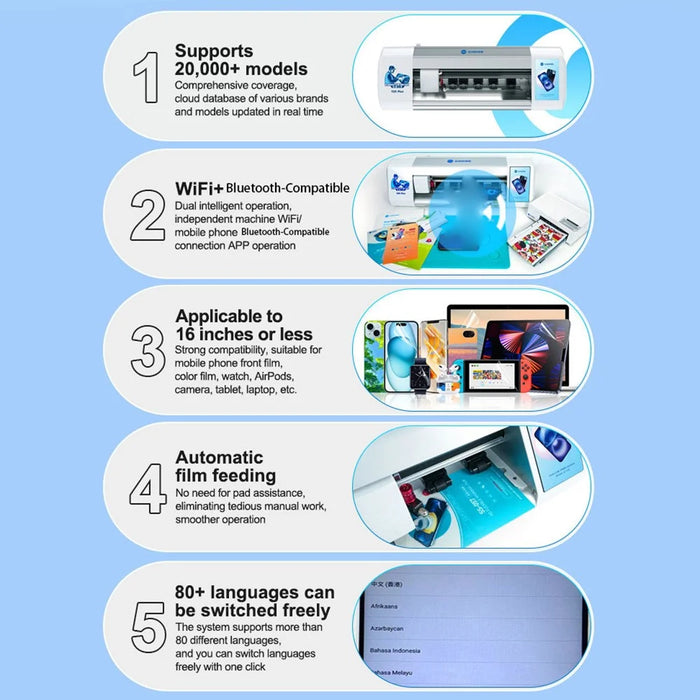SUNSHINE Y25 Plus Smart Film Cutting Machine WiFi / Bluetooth-compatible 16 Inch Screen Protector Cutter Support 20000+ Models - EU Plug - 3