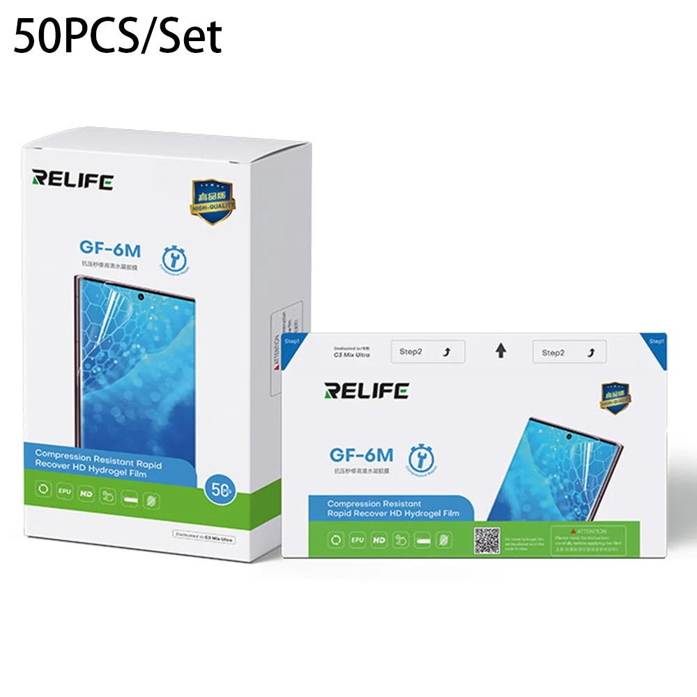 RELIFE GF-6M 50Pcs Anti-pressure Instant Repair HD Hydrogel Film Full Coverage Screen Protector (Work with SUNSHINE C3 Mix Ultra) - 1