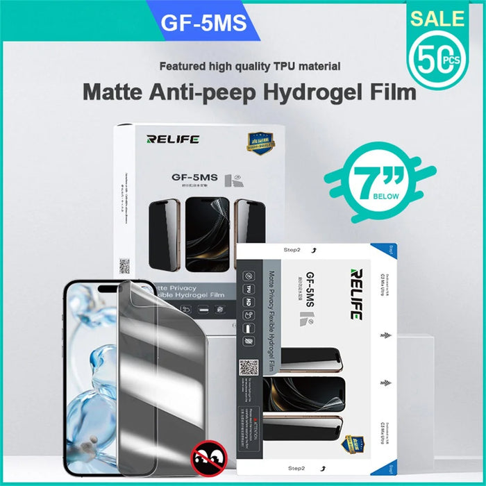 RELIFE GF-5MS 50Pcs Matte Privacy Hydrogel Film Anti-peep Full Screen Protector (Work with SUNSHINE C3 Mix Ultra) - 2