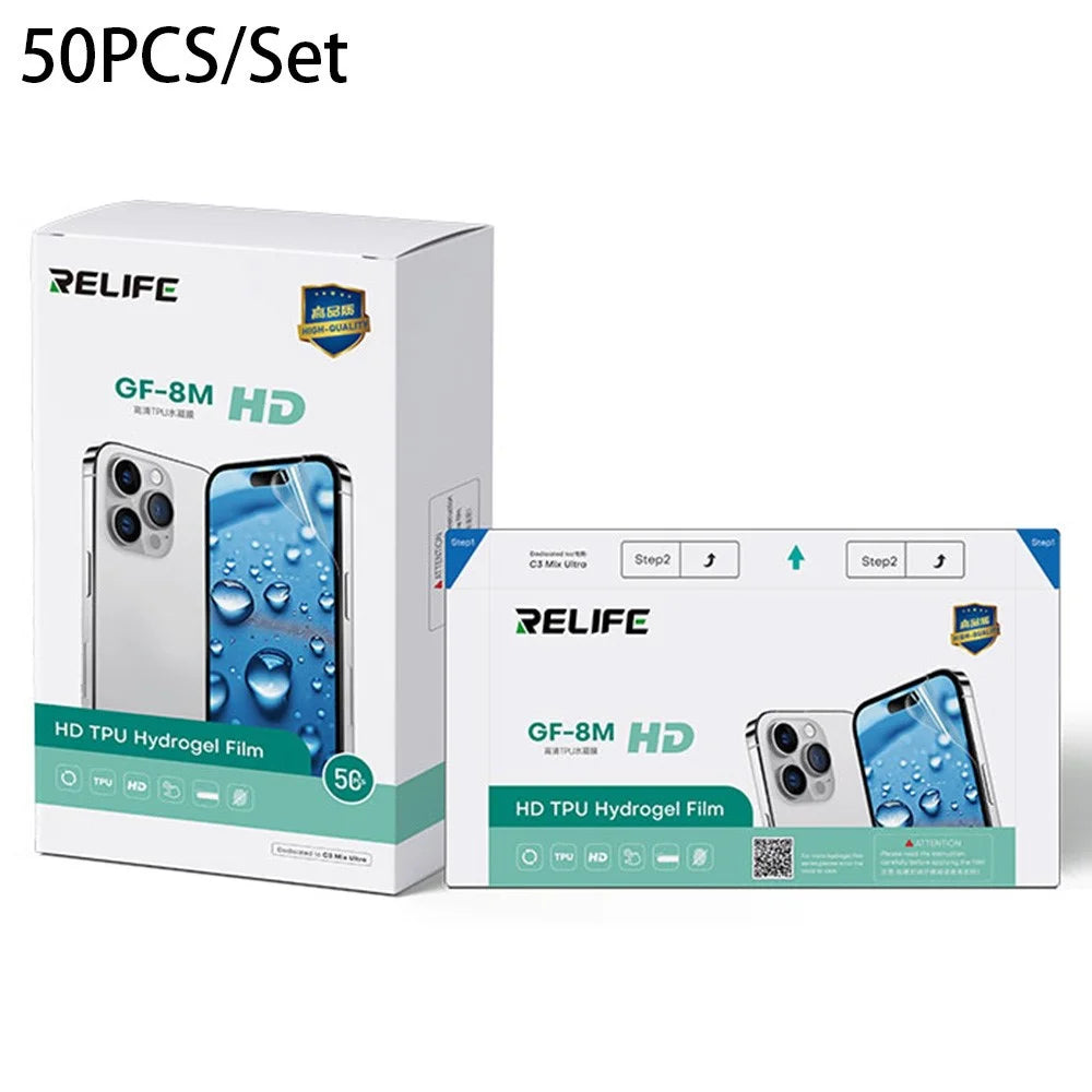 RELIFE GF-8M 50Pcs Full Coverage TPU HD Hydrogel Film Anti-fingerprint Screen Protector (Work with SUNSHINE C3 Mix Ultra) - 1