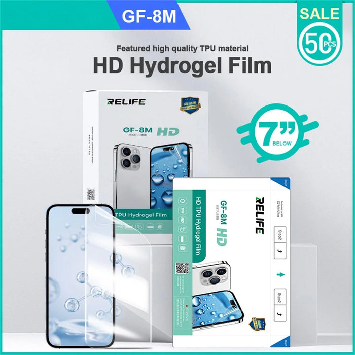 RELIFE GF-8M 50Pcs Full Coverage TPU HD Hydrogel Film Anti-fingerprint Screen Protector (Work with SUNSHINE C3 Mix Ultra) - 2