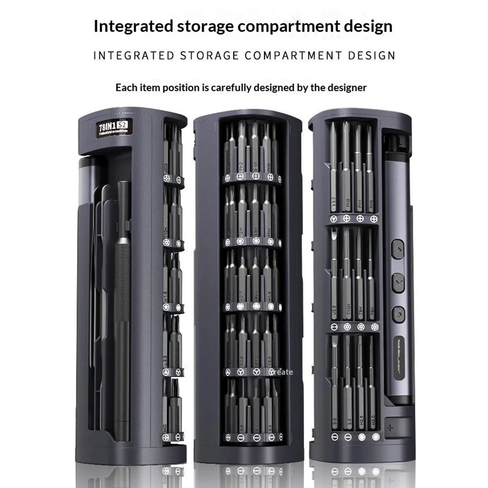 JIAFA 78 in 1 Electric Screwdriver Set 5 Torque Gear LED Screen USB-C for Phone Repair - 2