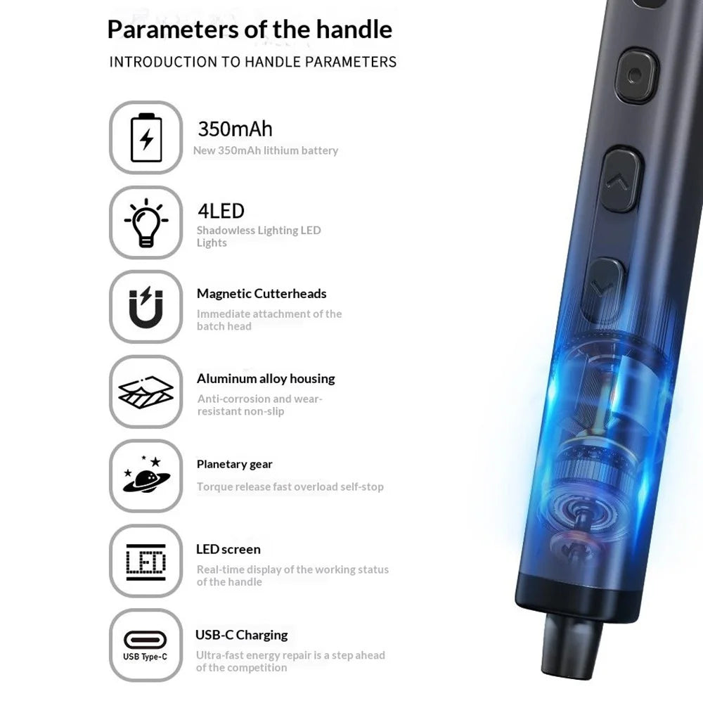 JIAFA 78 in 1 Electric Screwdriver Set 5 Torque Gear LED Screen USB-C for Phone Repair - 4