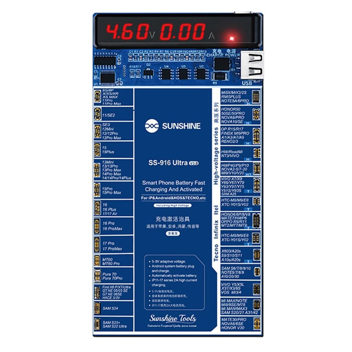 SUNSHINE SS-916 Ultra V3.0 Phone Battery Charging Activation Fixture for iPhone 8-17 Series Android - 1