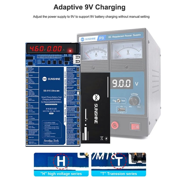 SUNSHINE SS-916 Ultra V3.0 Phone Battery Charging Activation Fixture for iPhone 8-17 Series Android - 4