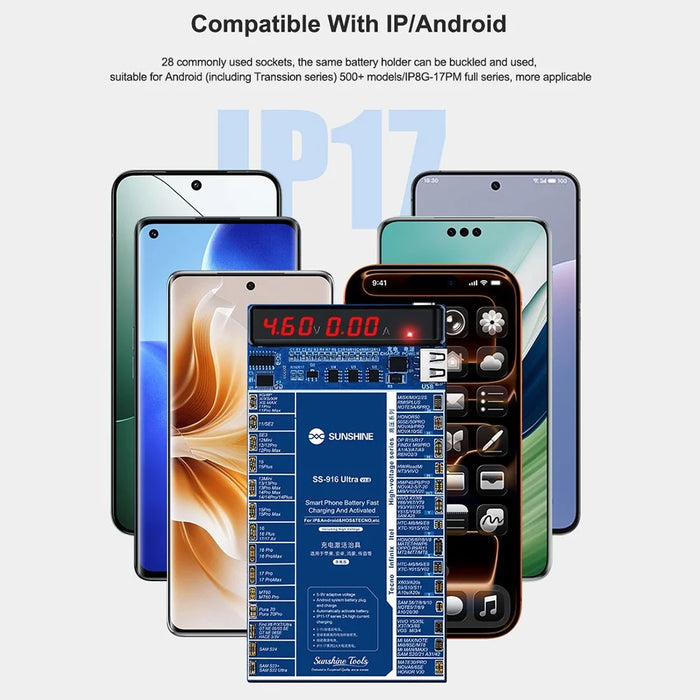SUNSHINE SS-916 Ultra V3.0 Phone Battery Charging Activation Fixture for iPhone 8-17 Series Android - 5