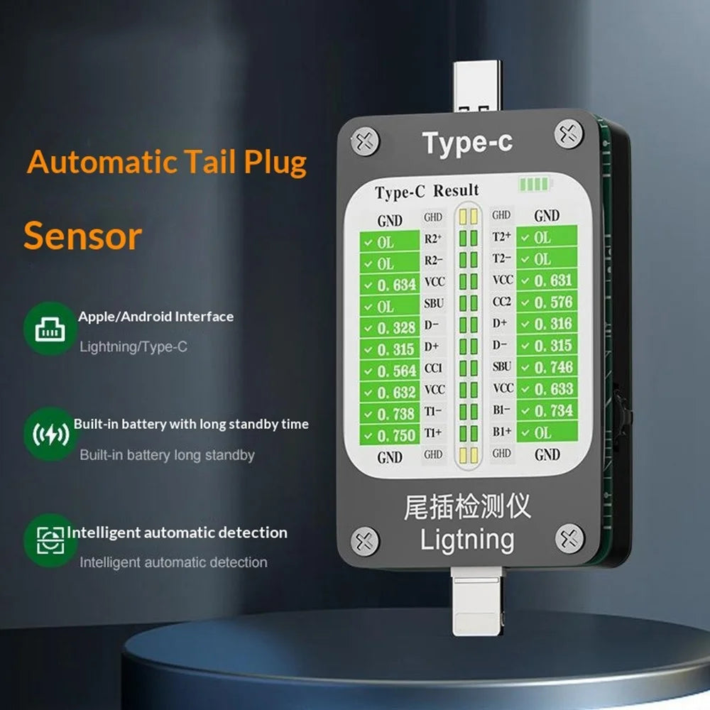 VBEST VB-U4 Tail Plug Tester IP Type-C Interface Detector for iPhone Android Phone - 2
