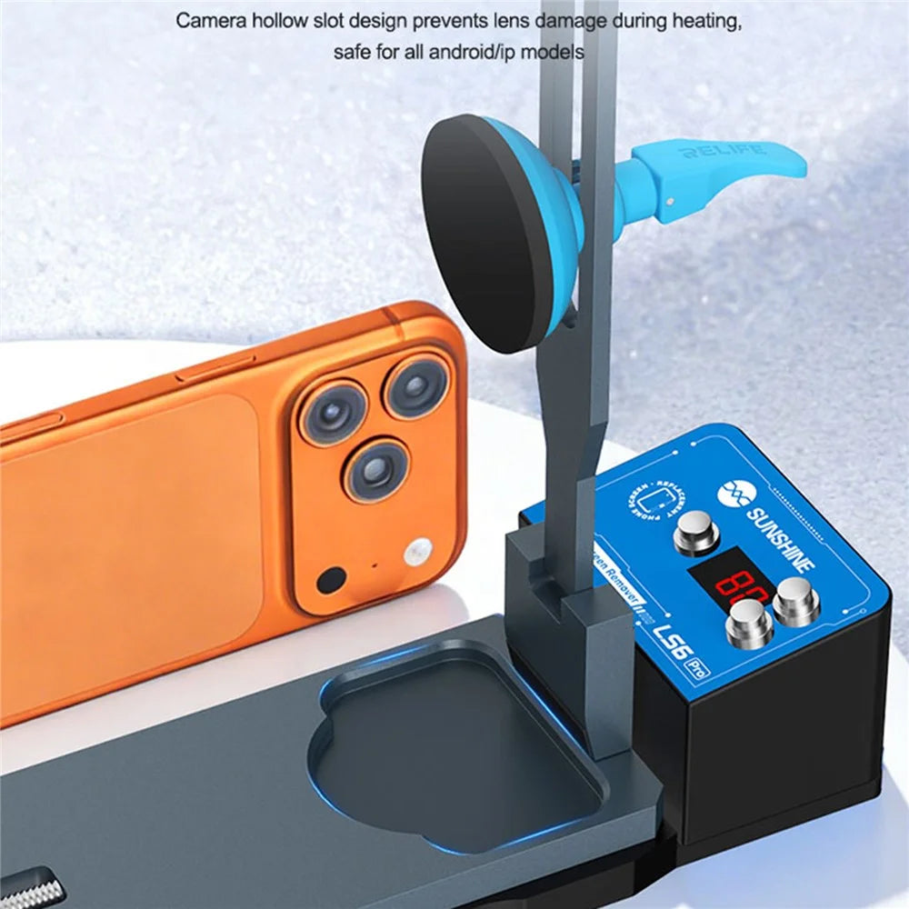 SUNSHINE LS6 Pro Hot Cold Screen Separator 0-80°C Adjustable Heating Plate Phone Repair Tool for iPhone 17 Seies Android - EU Plug - 5