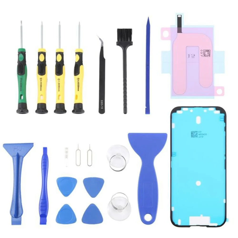 JF-8182 For iPhone 17 21 in 1 Precision Screwdriver Set Replacement Parts Battery Adhesive Tape Sticker + Middle Plate Frame Repair Tool Kit - 1